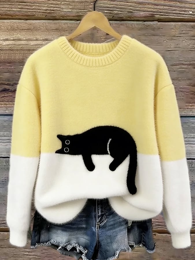 Cat Print Oversized Sweater 8
