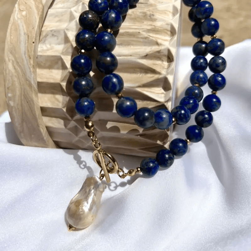 Baroque Bohemian Pearl Necklace with Jewel Tone Beads 7