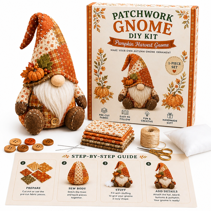 DIY Patchwork Gnome Sewing Kit for Beginners with Pre-Cut Fabric 8