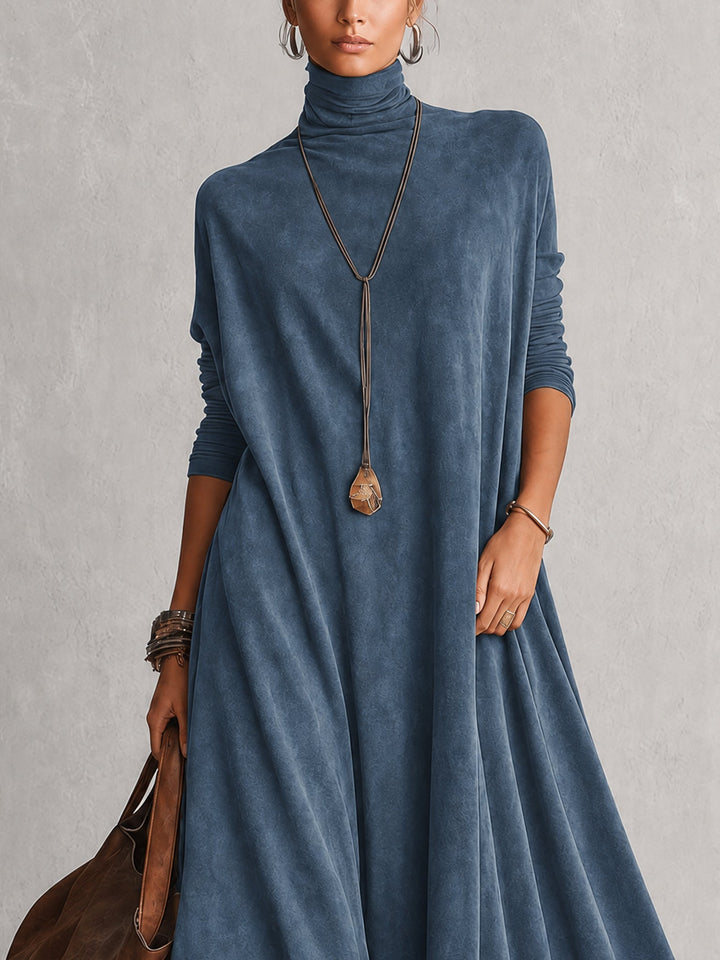 Long Faux Suede Dress with Contrast Lace Hem 11