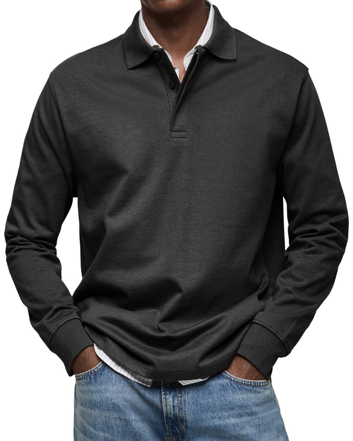 Luxury Long Sleeve Polo Shirt for Men - Soft, Breathable Casual Style 4