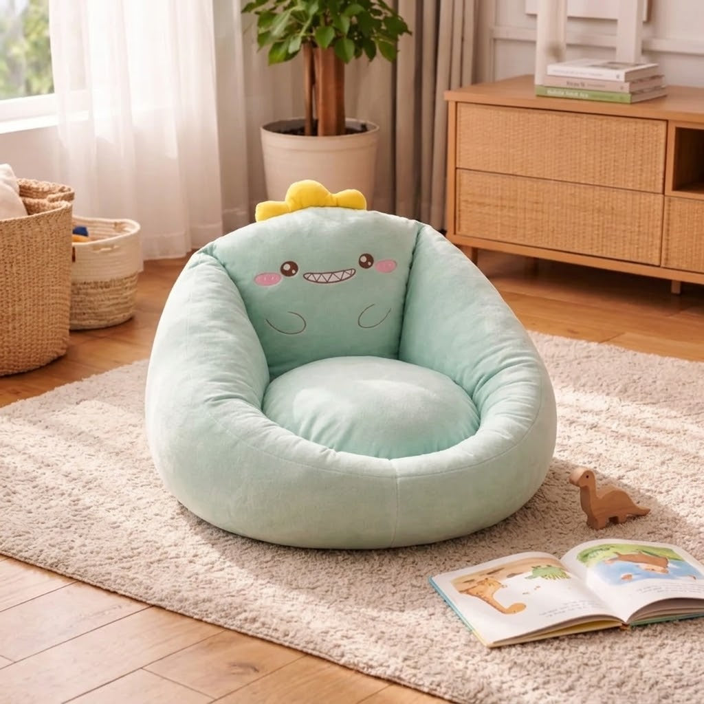Plush Animal Bean Bag Floor Chair, Soft Velour Lounge Seat 6