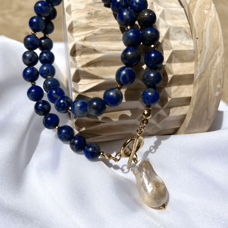 Baroque Bohemian Pearl Necklace with Jewel Tone Beads 9