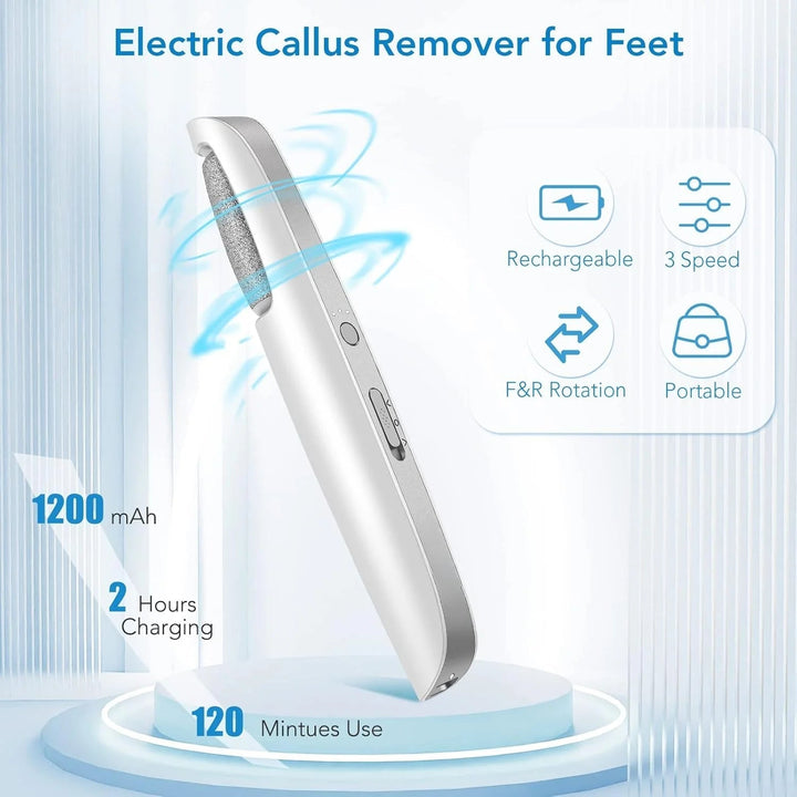 Cordless Electric Foot Callus Remover with 3 Speeds, Dual Rollers and USB-C 3