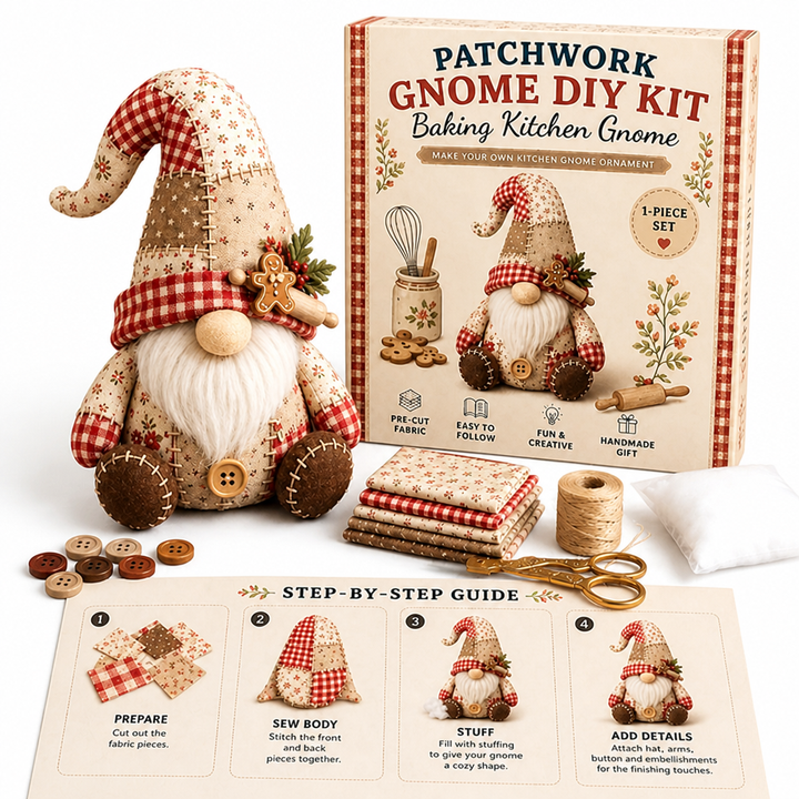 DIY Patchwork Gnome Sewing Kit for Beginners with Pre-Cut Fabric 7