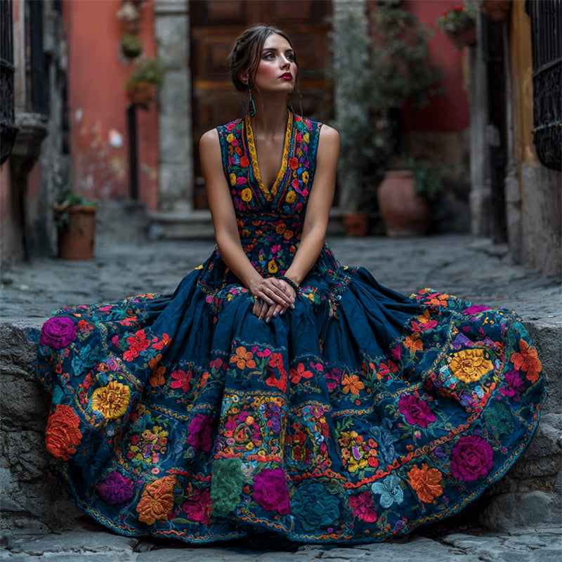 Women's Floral V-Neck Sleeveless Maxi Dress for Parties & Special Occasions 2