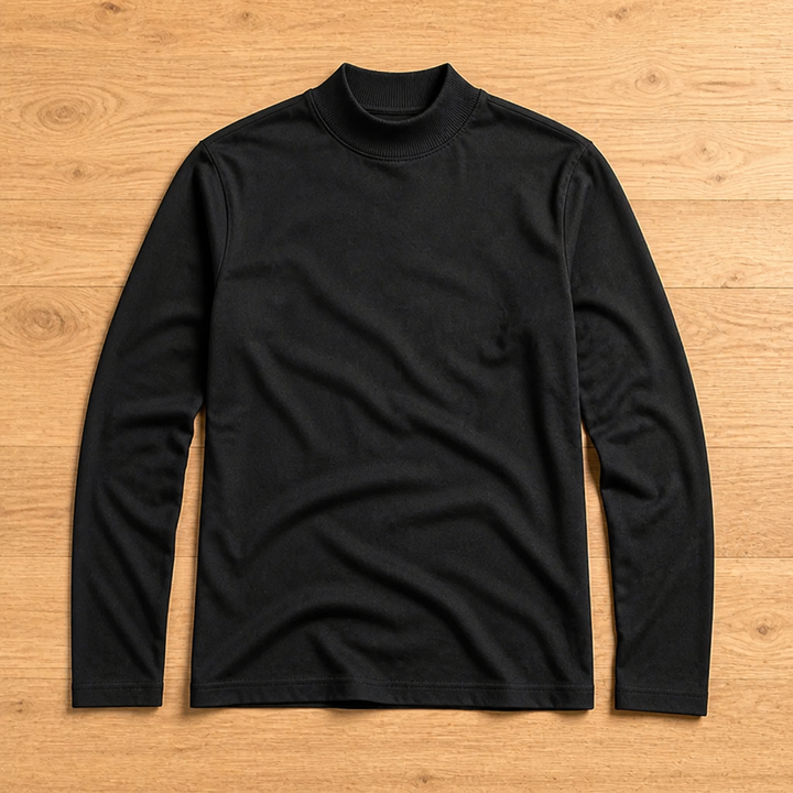 Men's Slim Fit Long Sleeve Tee with Foldable High Neck Collar 7