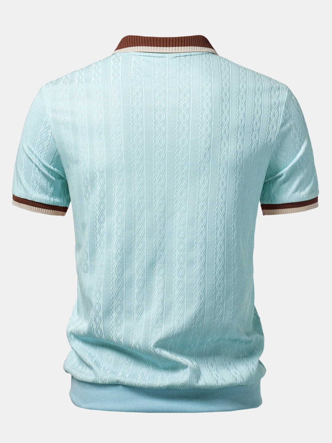 Men's Textured Knit Quarter Zip Polo Shirt, Tailored Fit 10