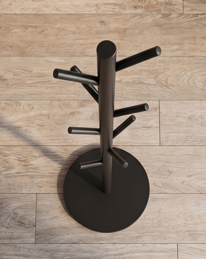 Freestanding Coat Rack in Black Metal with 8 Hooks 6