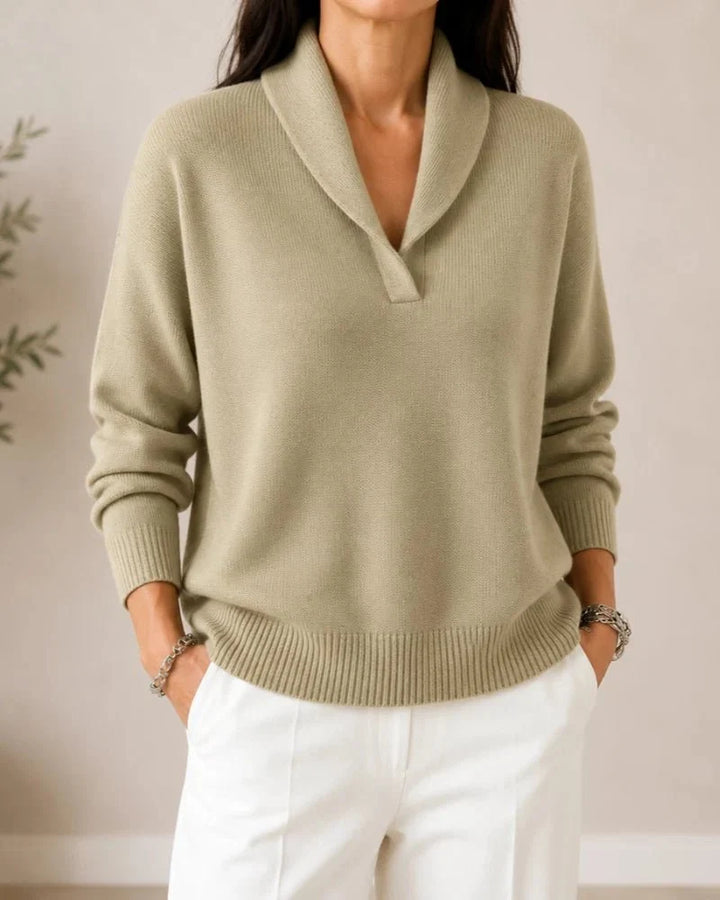Soft V-Neck Sweater with Shawl Collar 9