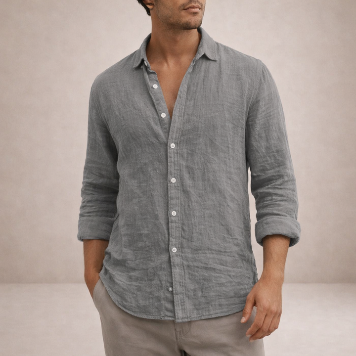 Men's Regular Fit Linen Button-Down Casual Shirt 2