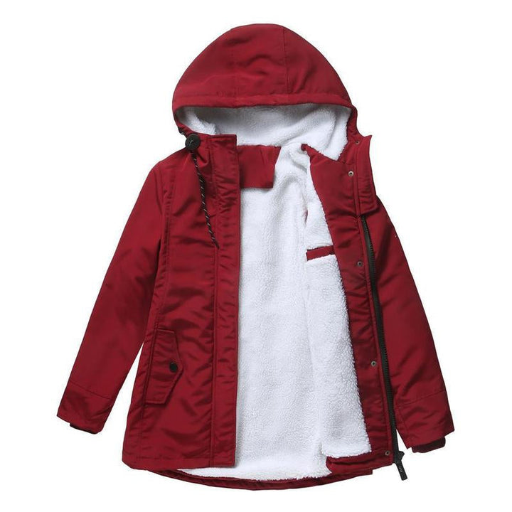 Women's Fleece-Lined Hooded Parka Coat with Drawcord Hood and Flap Pockets 3
