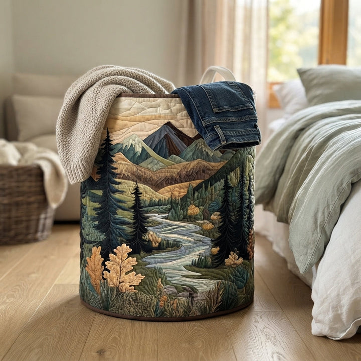 Quilted Fabric Laundry Basket with Handles, Self-Standing, 3 Sizes 4