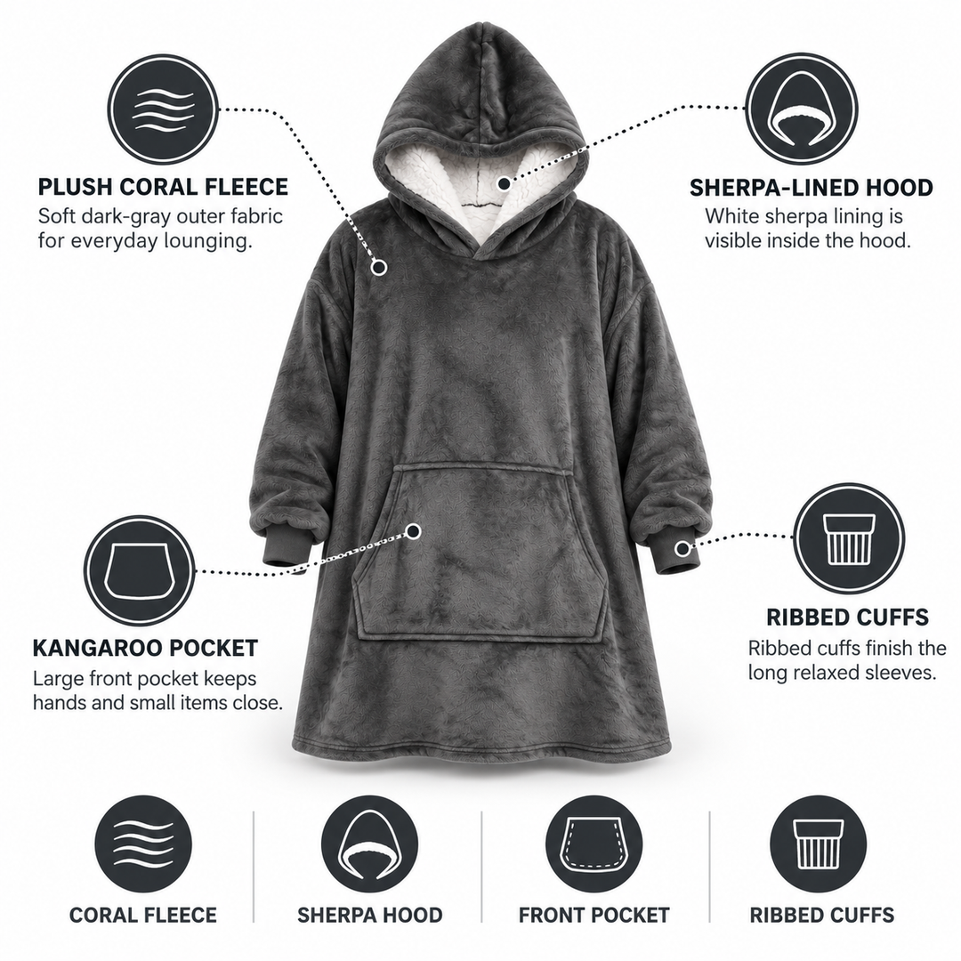 Ultra-Soft Oversized Sherpa Hoodie Blanket (with Pocket) 2