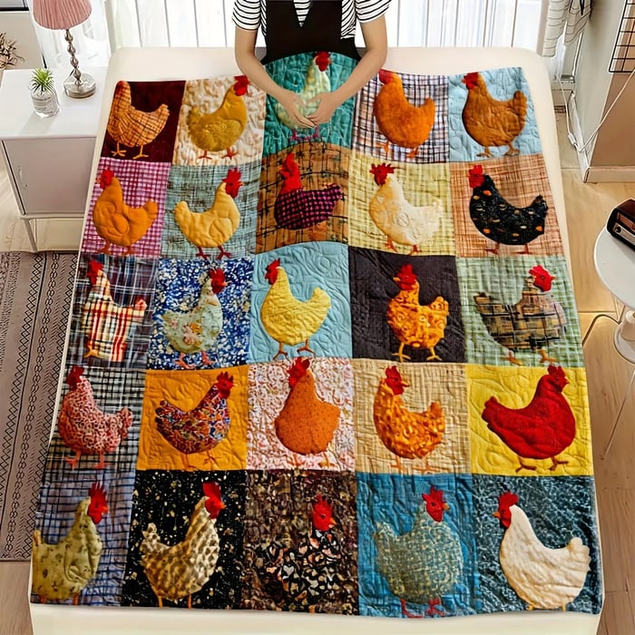 Soft Flannel Blanket with Chicken Design for Sofa, Bed and Armchair 1