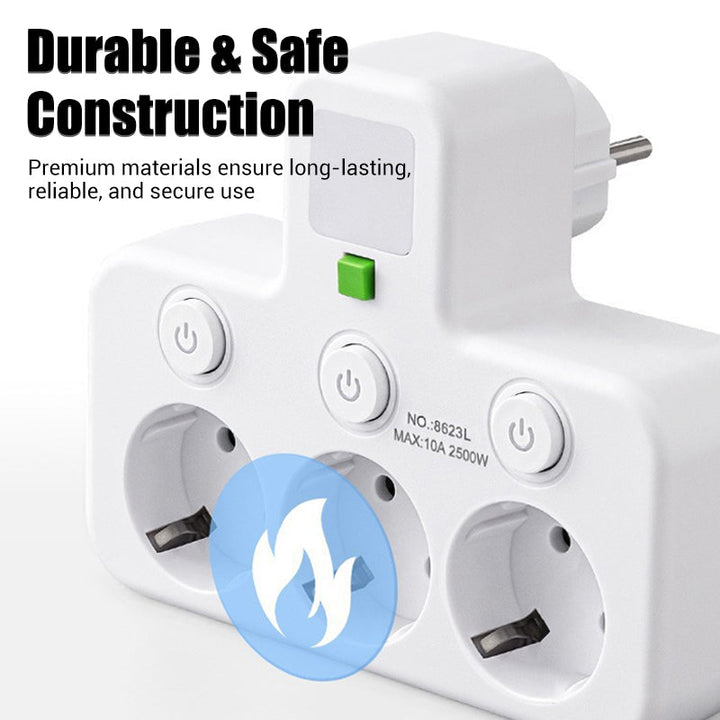 Power Strip with USB and Switches | Multi-Outlet Surge Protector 2500W 4