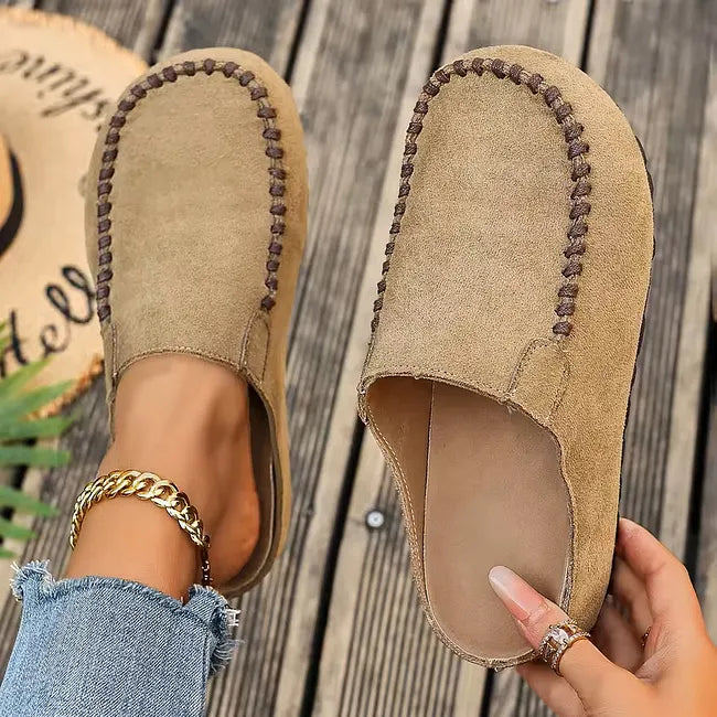 Leather Slip-On Orthopedic Sandals with Soft Suede-Like Upper and Flat Sole 2
