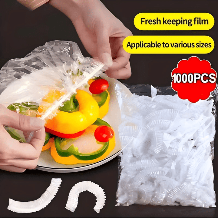 1000 Elastic Disposable Food Cover Caps, PE Bowl & Plate Covers 35 cm 10