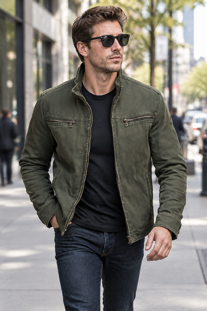 Kylian Men's Washed Cotton Casual Jacket