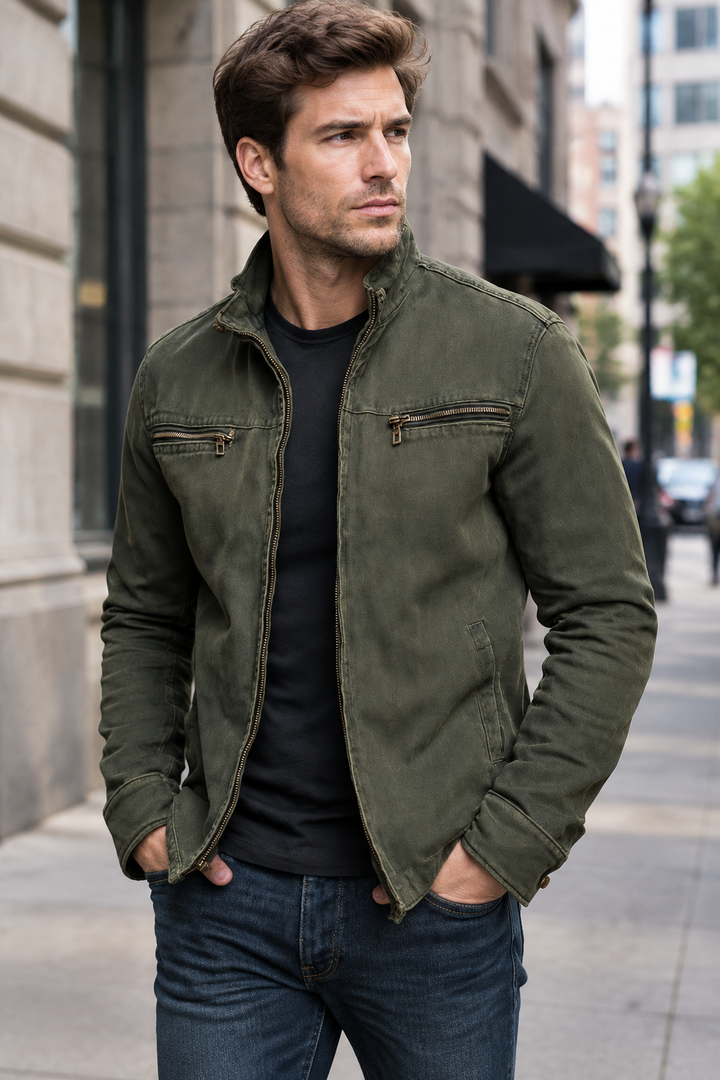 Kylian Men's Vintage-Style Washed Cotton Jacket