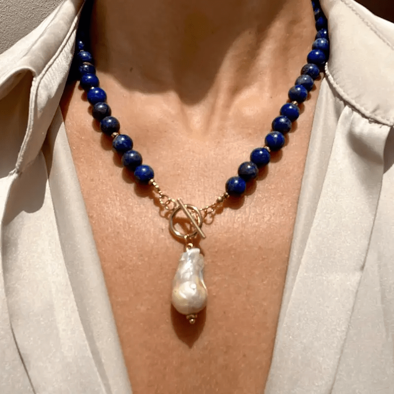Baroque Bohemian Pearl Necklace with Jewel Tone Beads 1