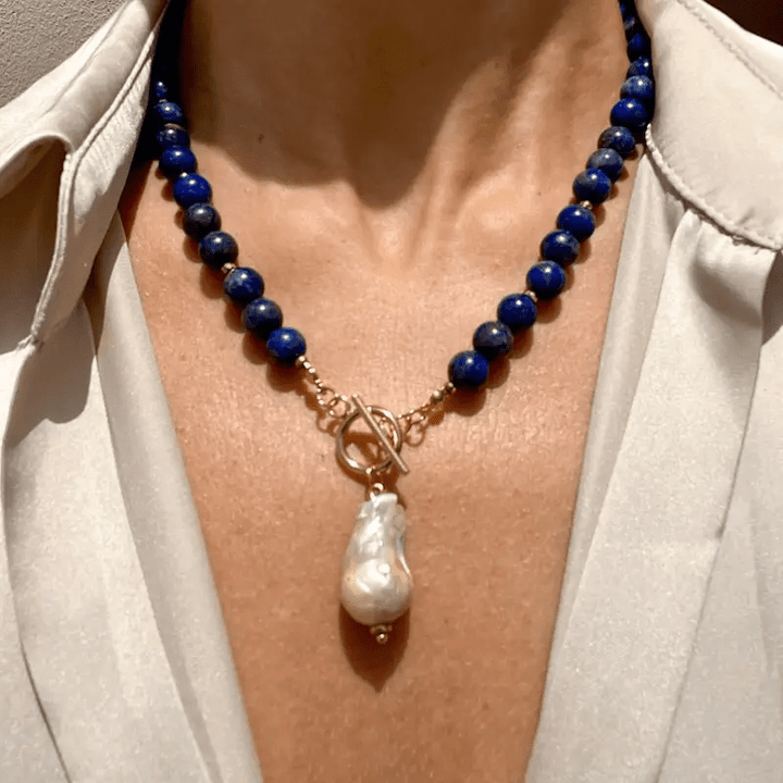 Baroque Bohemian Pearl Necklace with Jewel Tone Beads 1