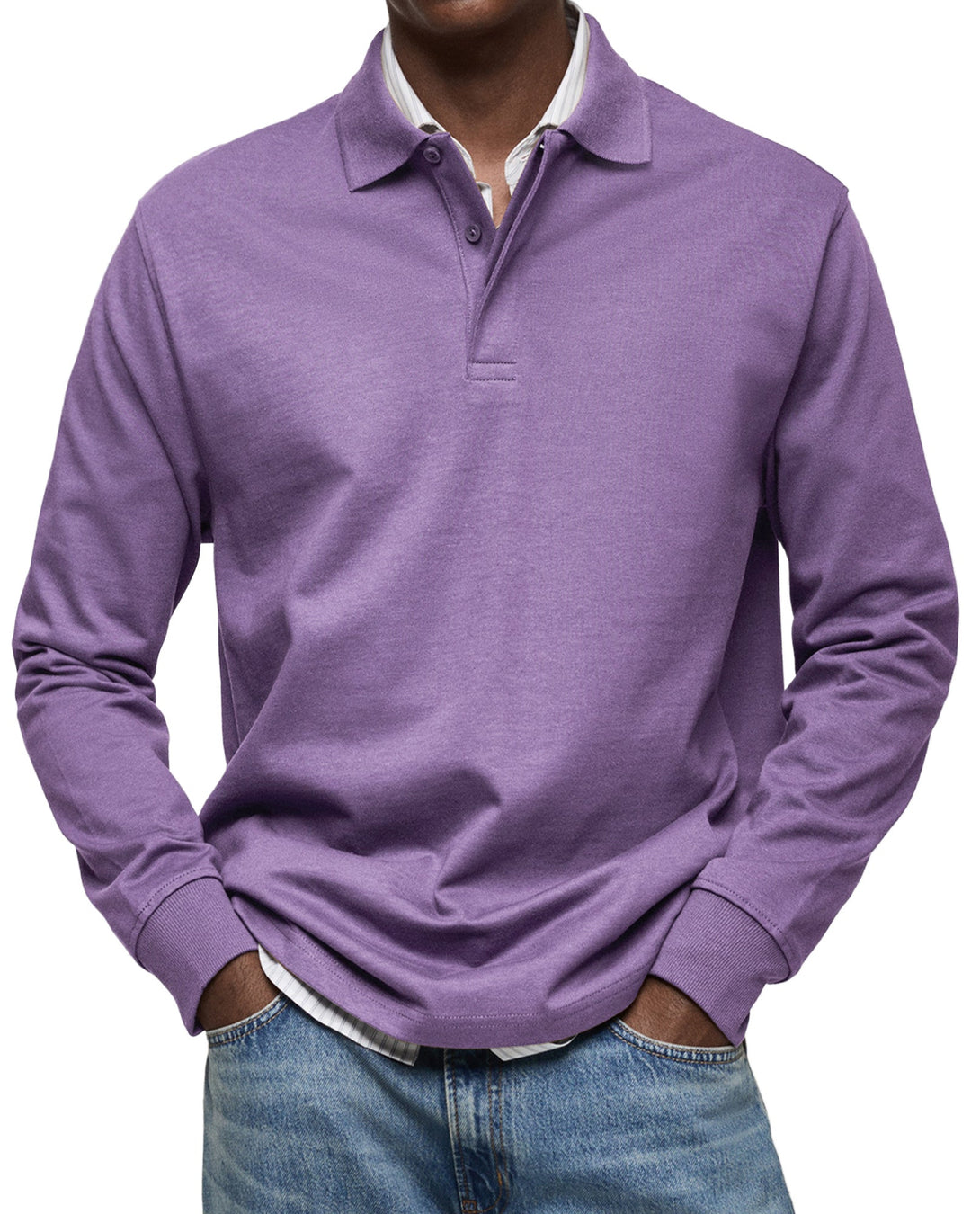 Luxury Long Sleeve Polo Shirt for Men - Soft, Breathable Casual Style 9