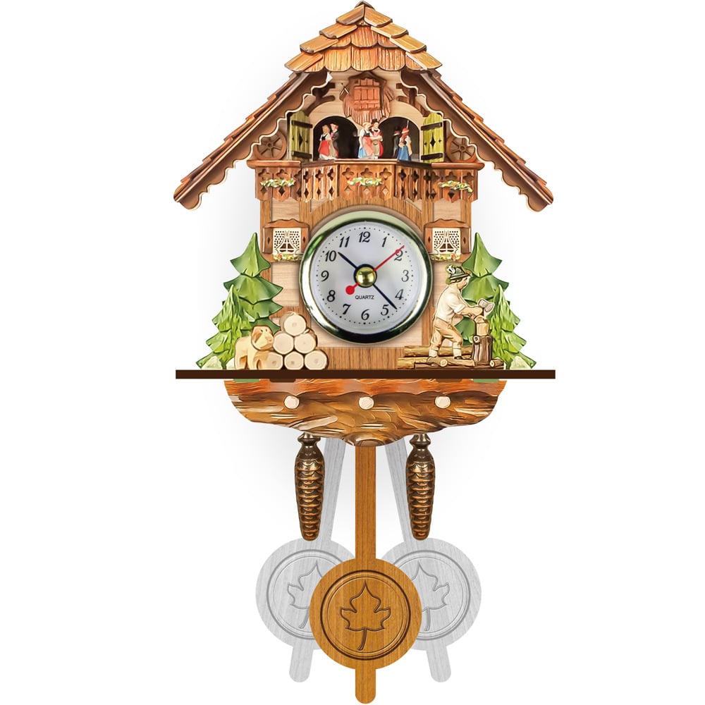 Traditional Wooden Cuckoo Clock in Chalet Design with Music, Pendulum and Night Shutoff 4