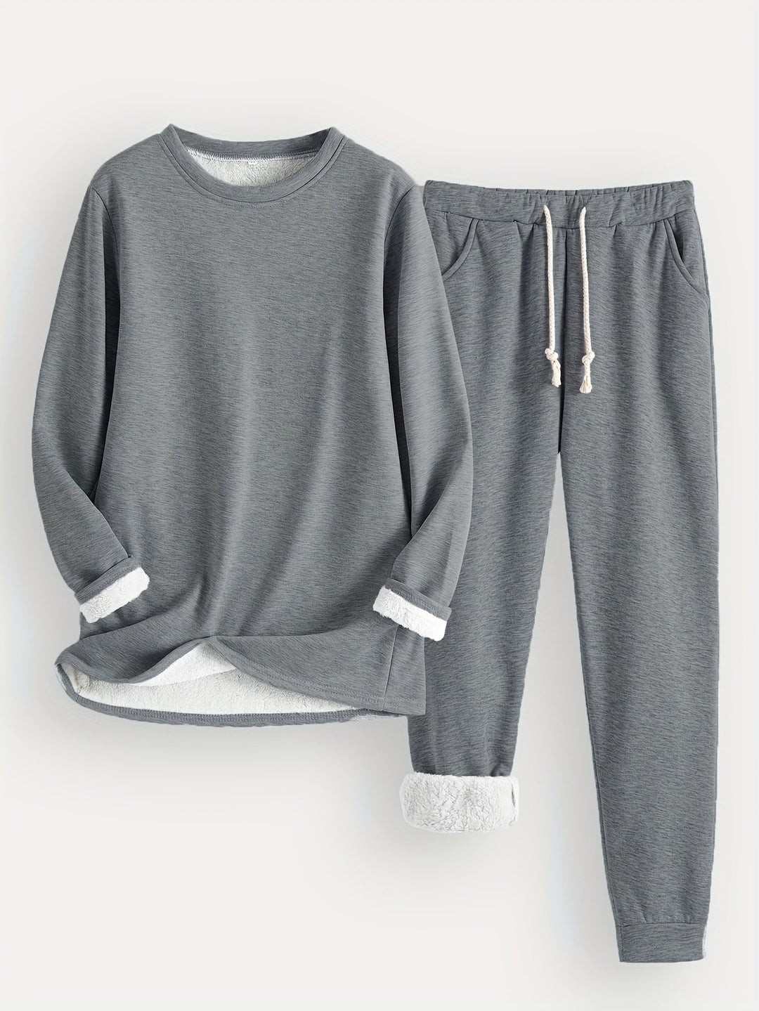 Women's Cozy Fleece-Lined Lounge Set, Super Soft Two-Piece Loungewear 3