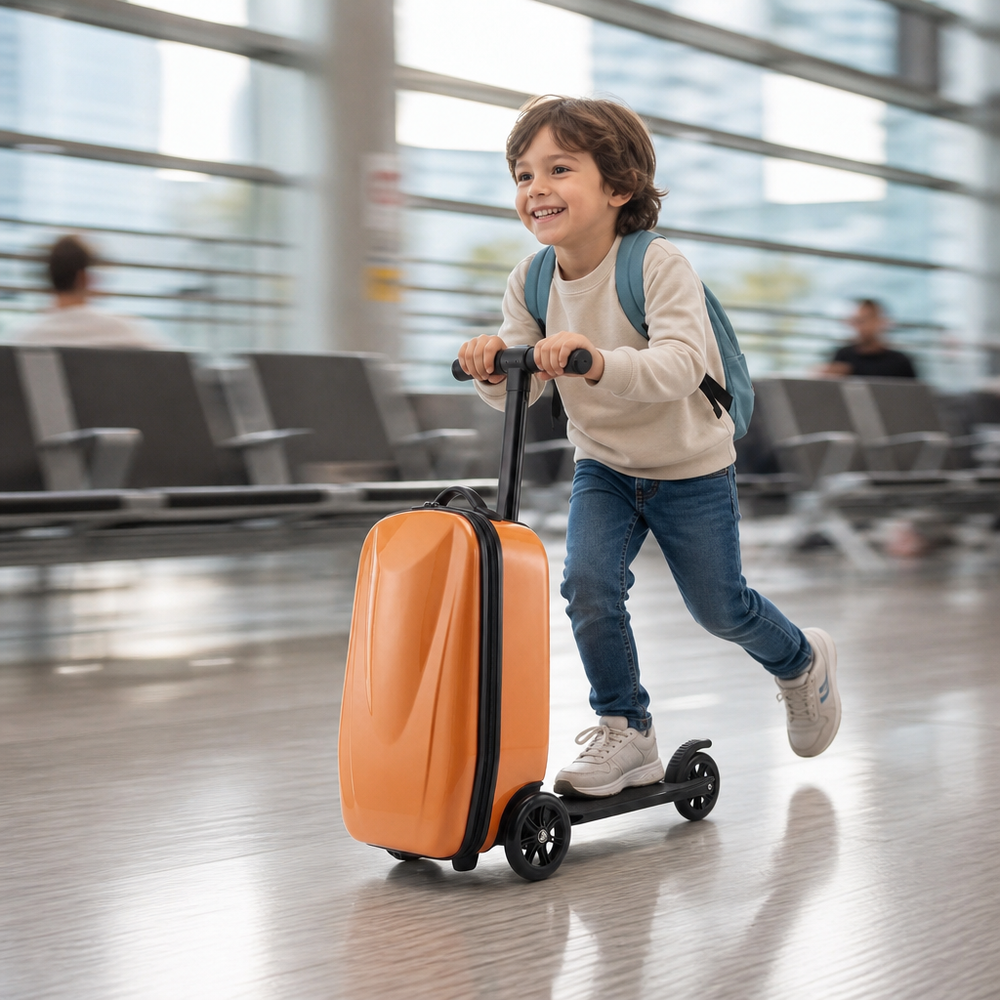 Kids Hard Shell Suitcase with Fold-Out Scooter – Scootrix