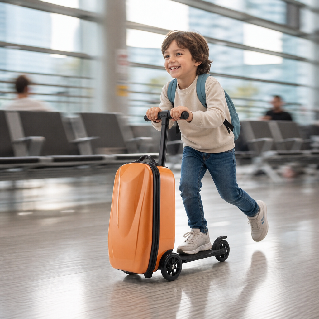 Kids Hard Shell Suitcase with Fold-Out Scooter – Scootrix