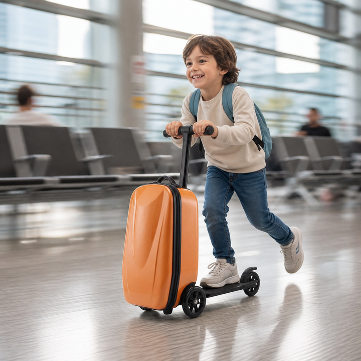 Kids Hard Shell Suitcase with Fold-Out Scooter – Scootrix