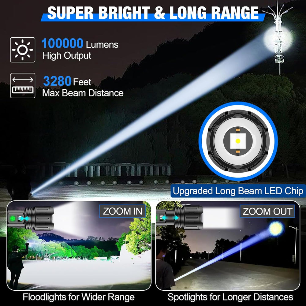 High-Output LED Flashlight – Up to 100,000 Lumens 2
