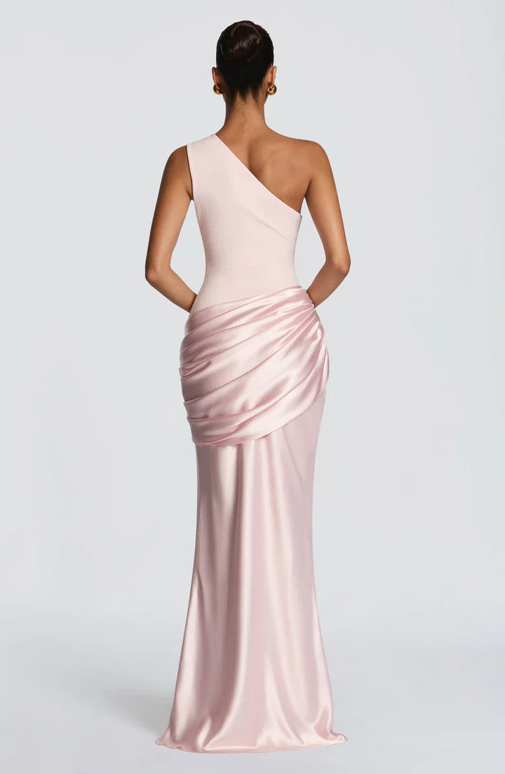 Sidonie One-Shoulder Draped Satin Maxi Dress 20