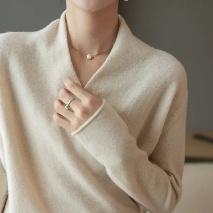 Women's Elegant Cashmere Wrap Front Sweater 5