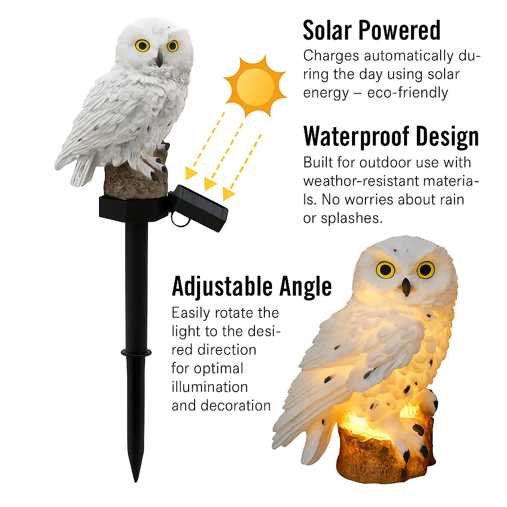 Solar LED Owl Garden Light - Weatherproof Outdoor Decor with Auto Dusk Sensor 3