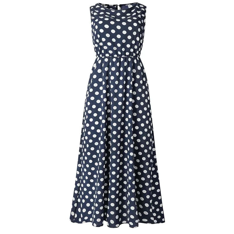 Sleeveless Polka Dot Dress with Defined Waist 6