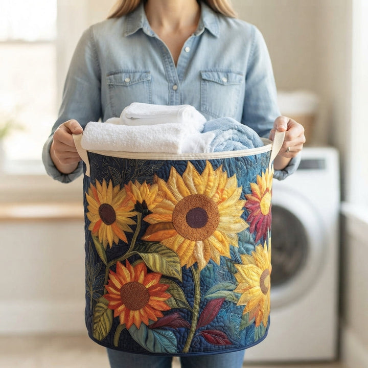 Padded Floral Laundry Basket with Sturdy Handles, Self-Standing Fabric Hamper 3