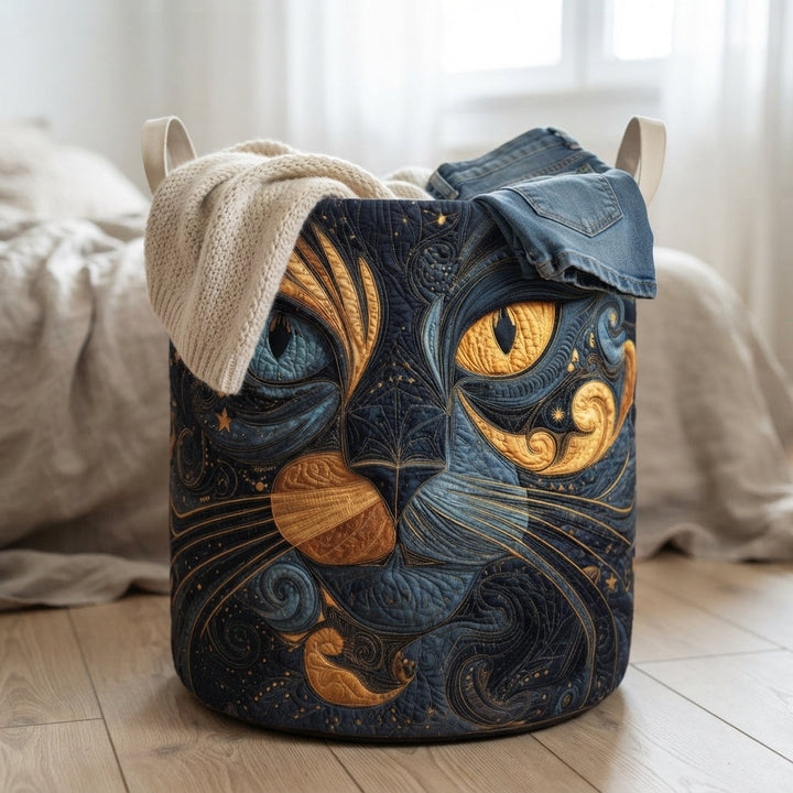Padded Galaxy Cat Laundry Basket with Handles, Freestanding Fabric Hamper 4
