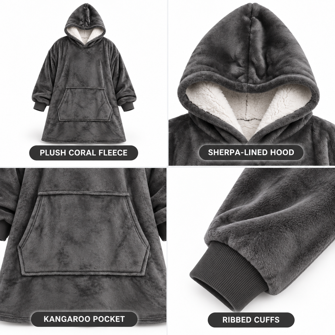 Ultra-Soft Oversized Sherpa Hoodie Blanket (with Pocket) 4