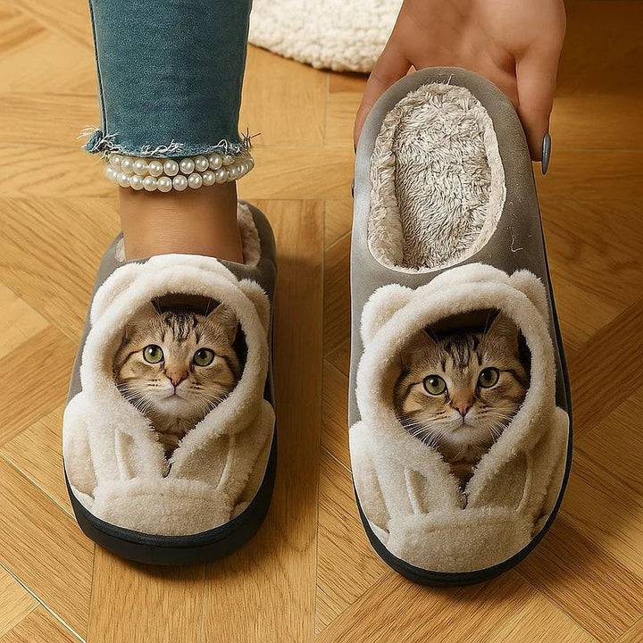 Cozy 3D Cat Face Slip-On Slippers 1