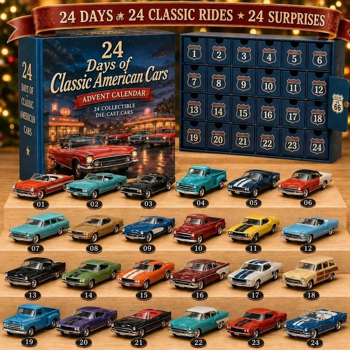 Classic Cars and Motorcycle Advent Calendar with 24 Miniature Vehicles 2