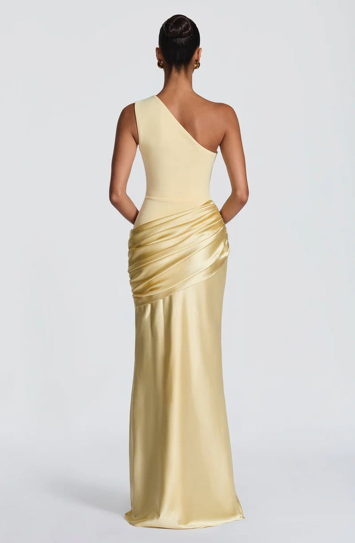 Sidonie One-Shoulder Draped Satin Maxi Dress 27