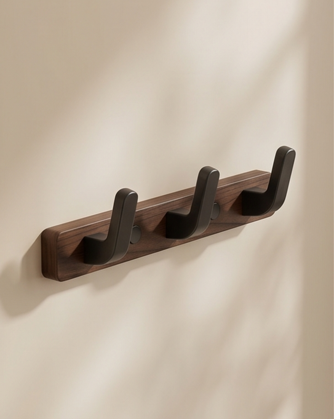 Wall Mounted Wooden Coat Rack with Plastic Hooks, 3 to 6 Hooks 6