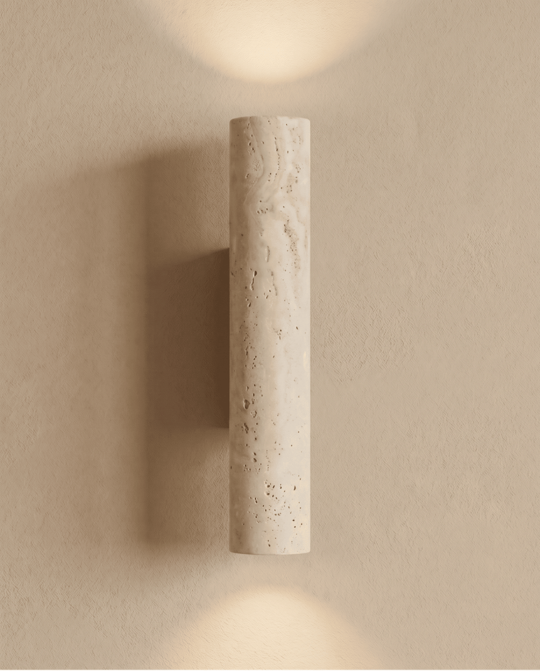 Natural Travertine Stone and Solid Wood Wall Sconce 7