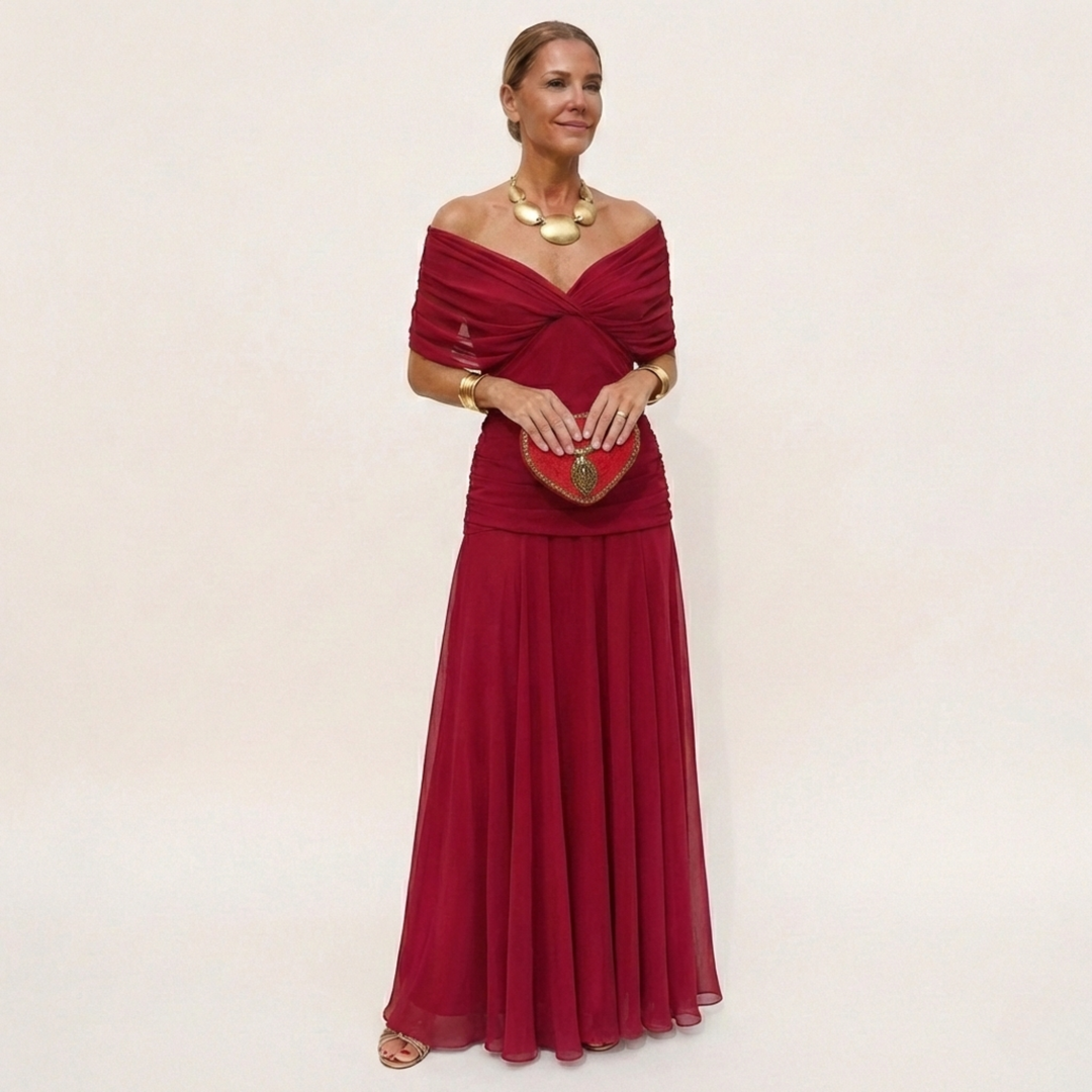 Women's Long Elegant Flowy Dress – V-Neck Sophisticated Design 5