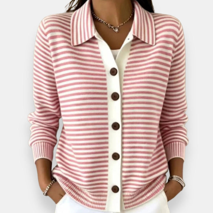 Striped Button Cardigan with Ribbed Cuffs 4