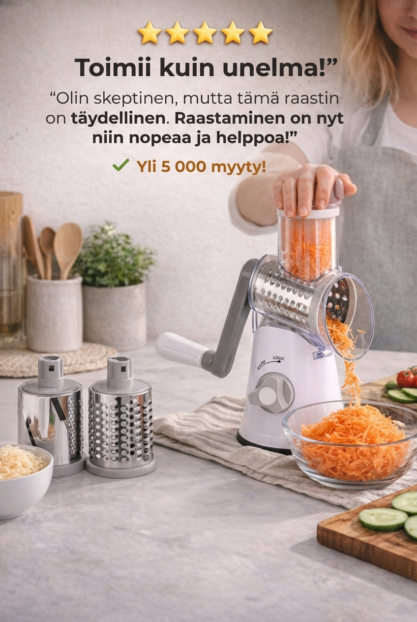 3-in-1 Rotary Vegetable Chopper with Suction Base and Interchangeable Drums 8