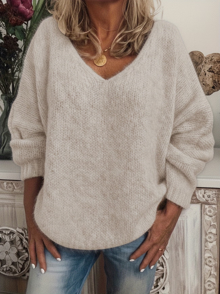 Women's Chunky Knit Sweater with V-Neck, Relaxed Fit, 9 Colors 4