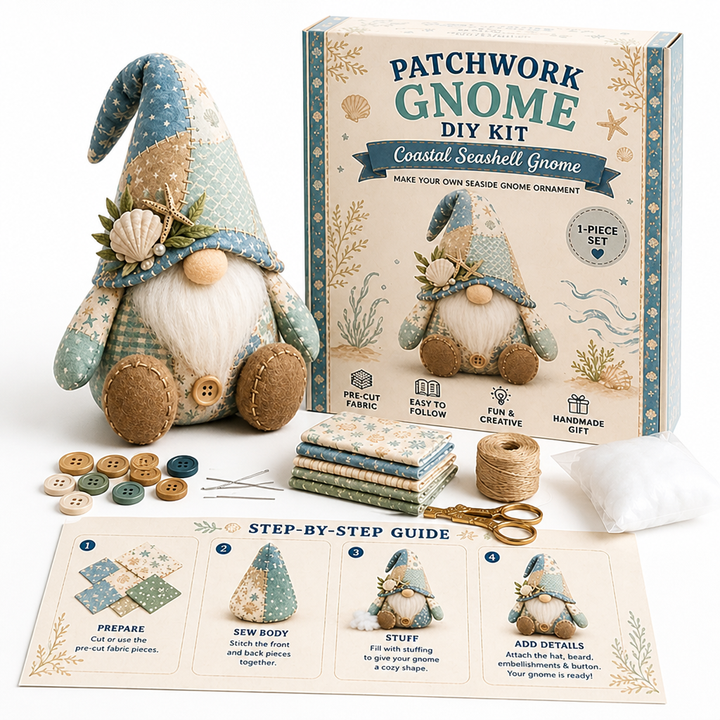 DIY Patchwork Gnome Sewing Kit for Beginners with Pre-Cut Fabric 12